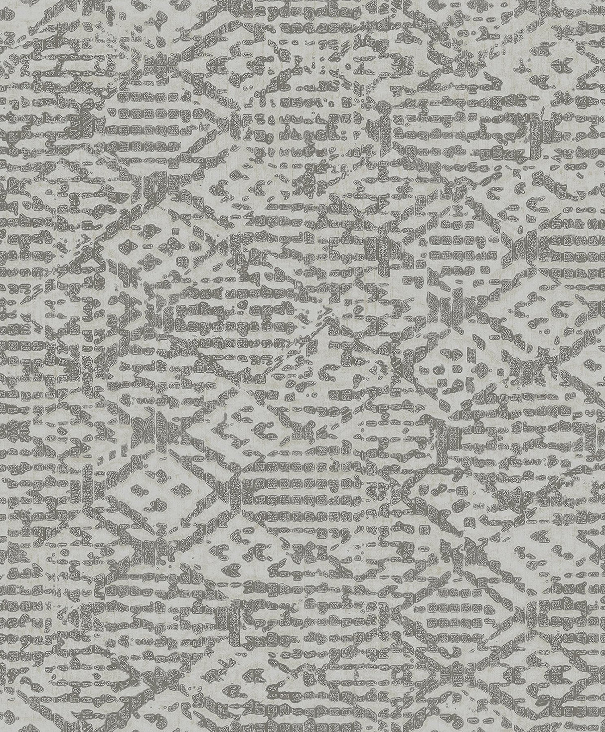 Helene Pewter Glitter Geometric Wallpaper with Glam Non Woven Tribal Diamond Pattern - A-Street Prints 4105-86621