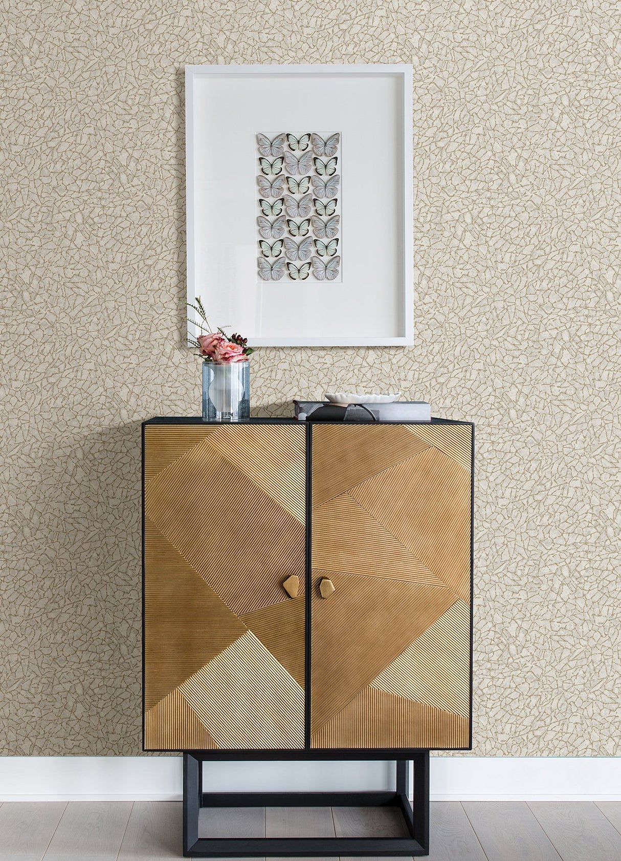 Soma Silver Metallic Crackling Wallpaper with Modern Abstract Pattern - A-Street Prints 4105-86624