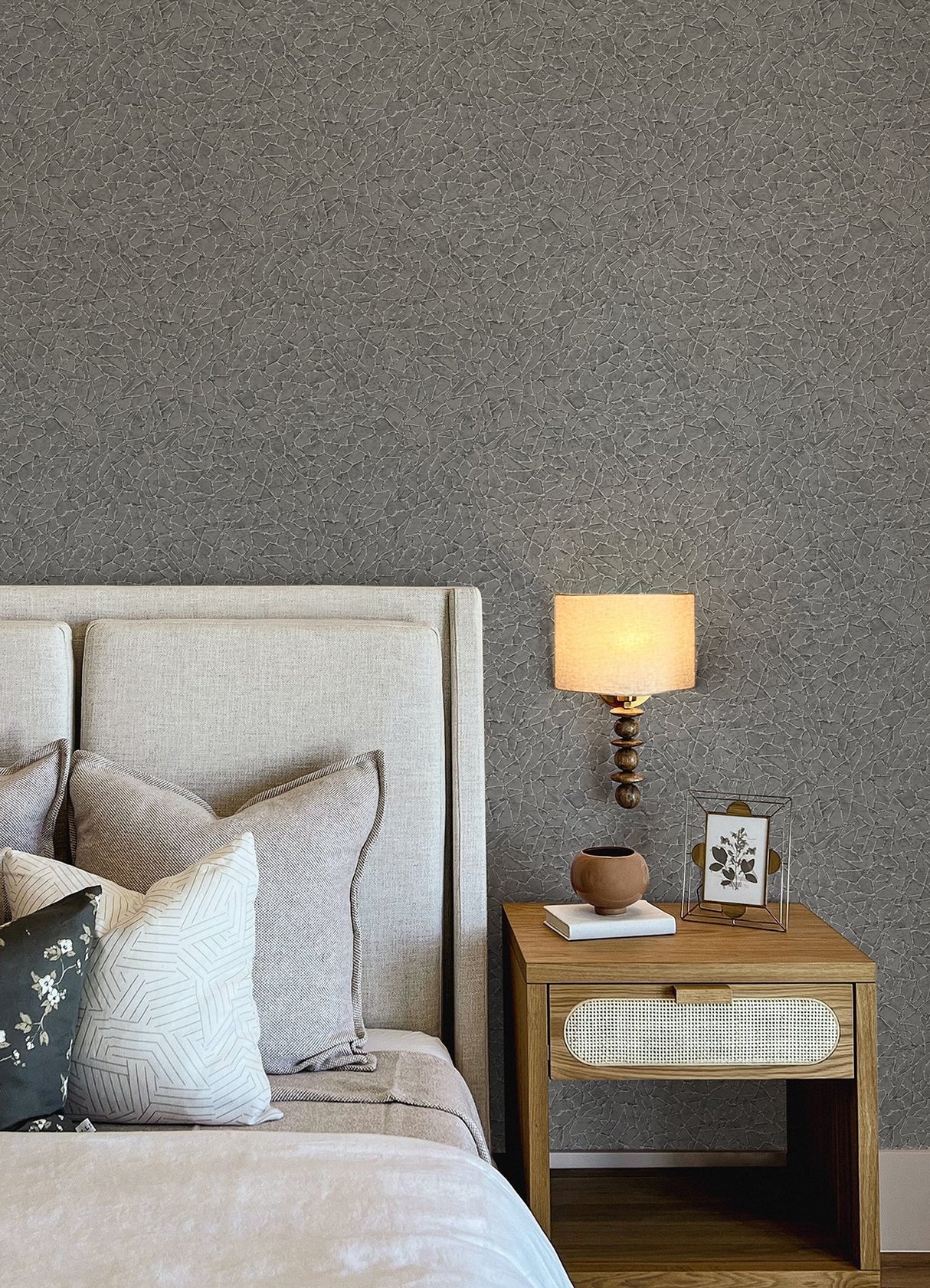 Soma Sterling Metallic Crackling Grey Wallpaper with Abstract Modern Pattern - Brewster 4105-86626