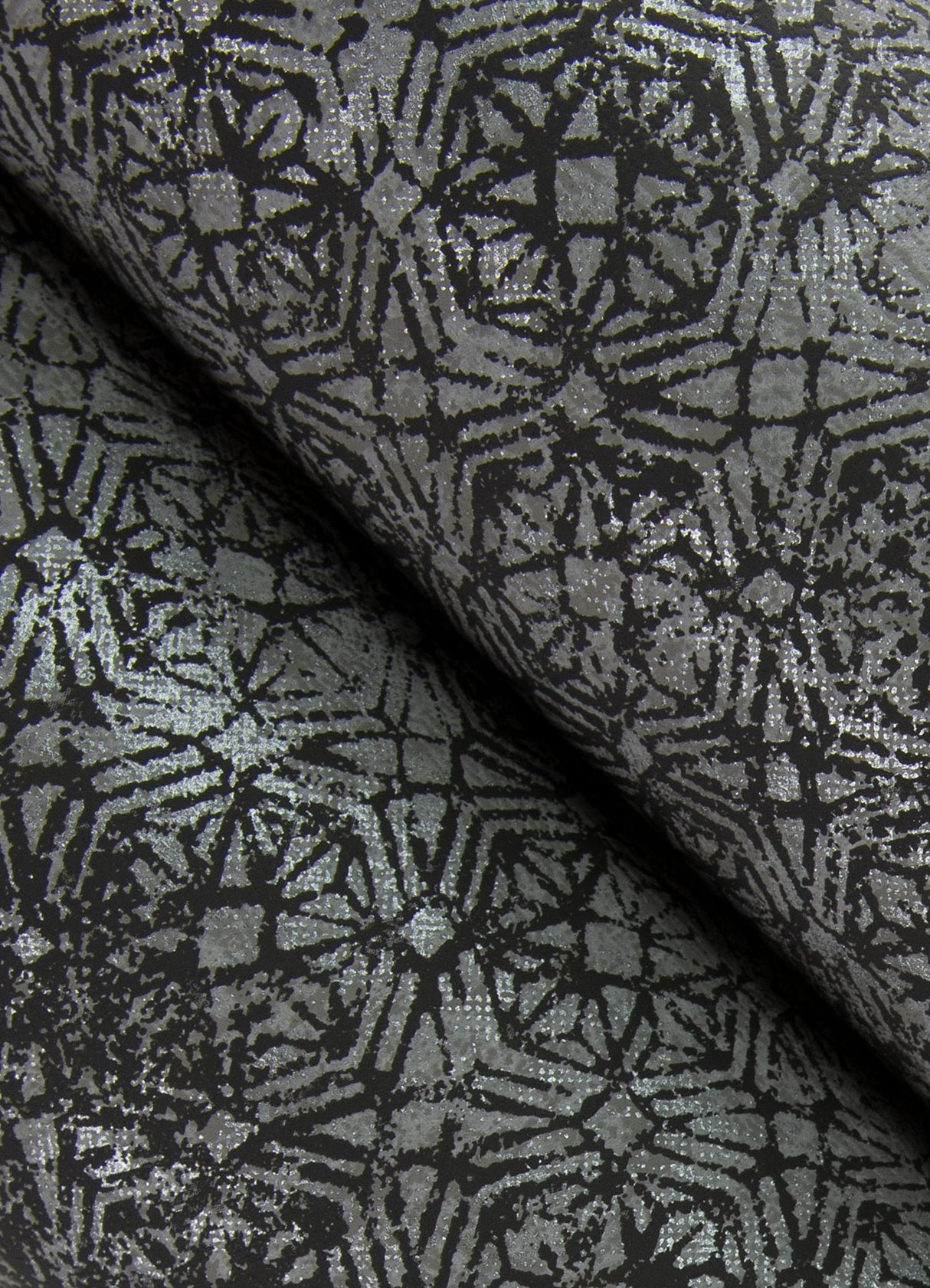 Hirawa Pewter Metallic Mosaic Wallpaper with Glam Geometric Pattern - Brewster 4105-86627