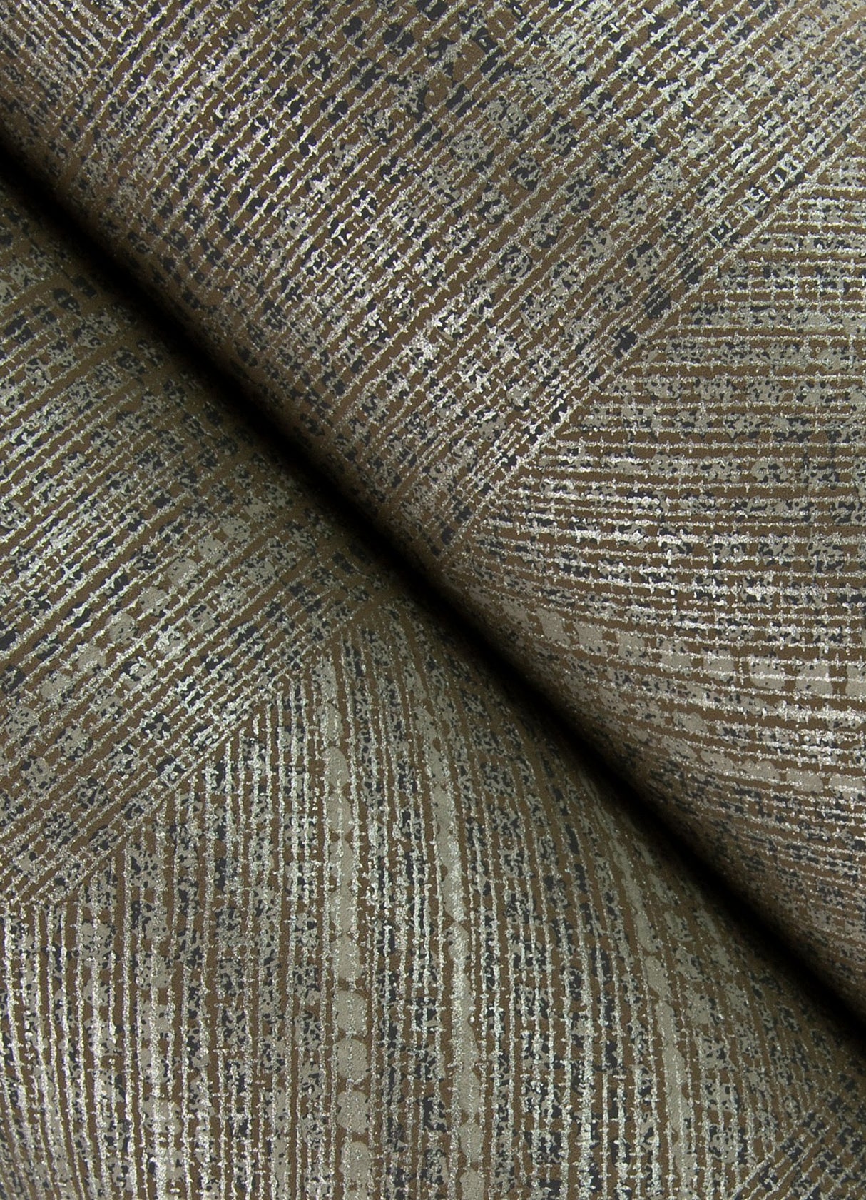 Ladon Brown Metallic Texture Wallpaper with Modern Graphic Fabric-Woven Motif - A-Street Prints 4105-86630
