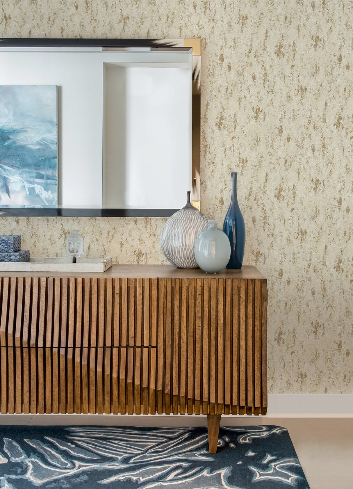 Diorite Champagne Splatter Wallpaper with Metallic Raised Ink Abstract Distressed Texture - A-Street Prints 4105-86639