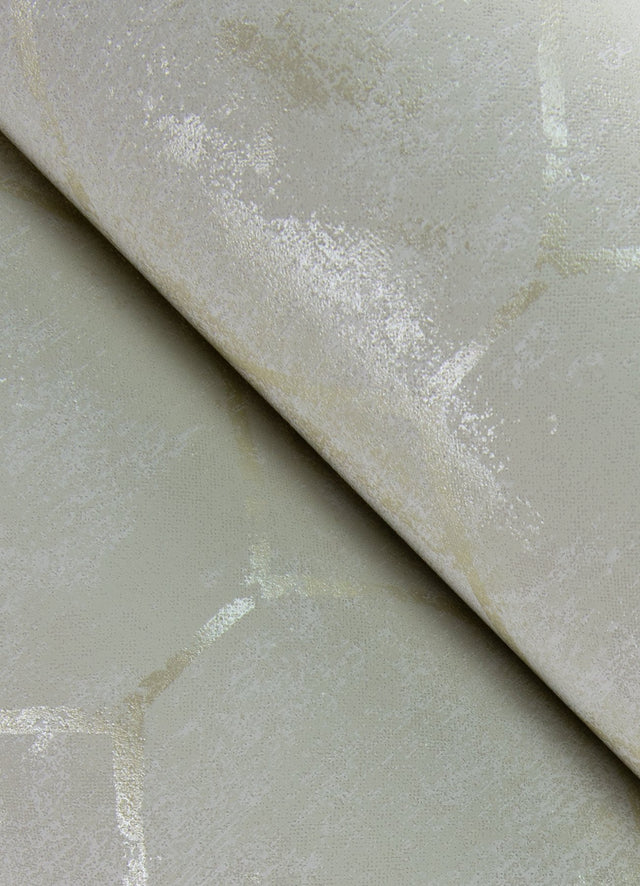 Rauta Pearl Hexagon Tile Wallpaper with Metallic Champagne Outline - A-Street Prints 4105-86652