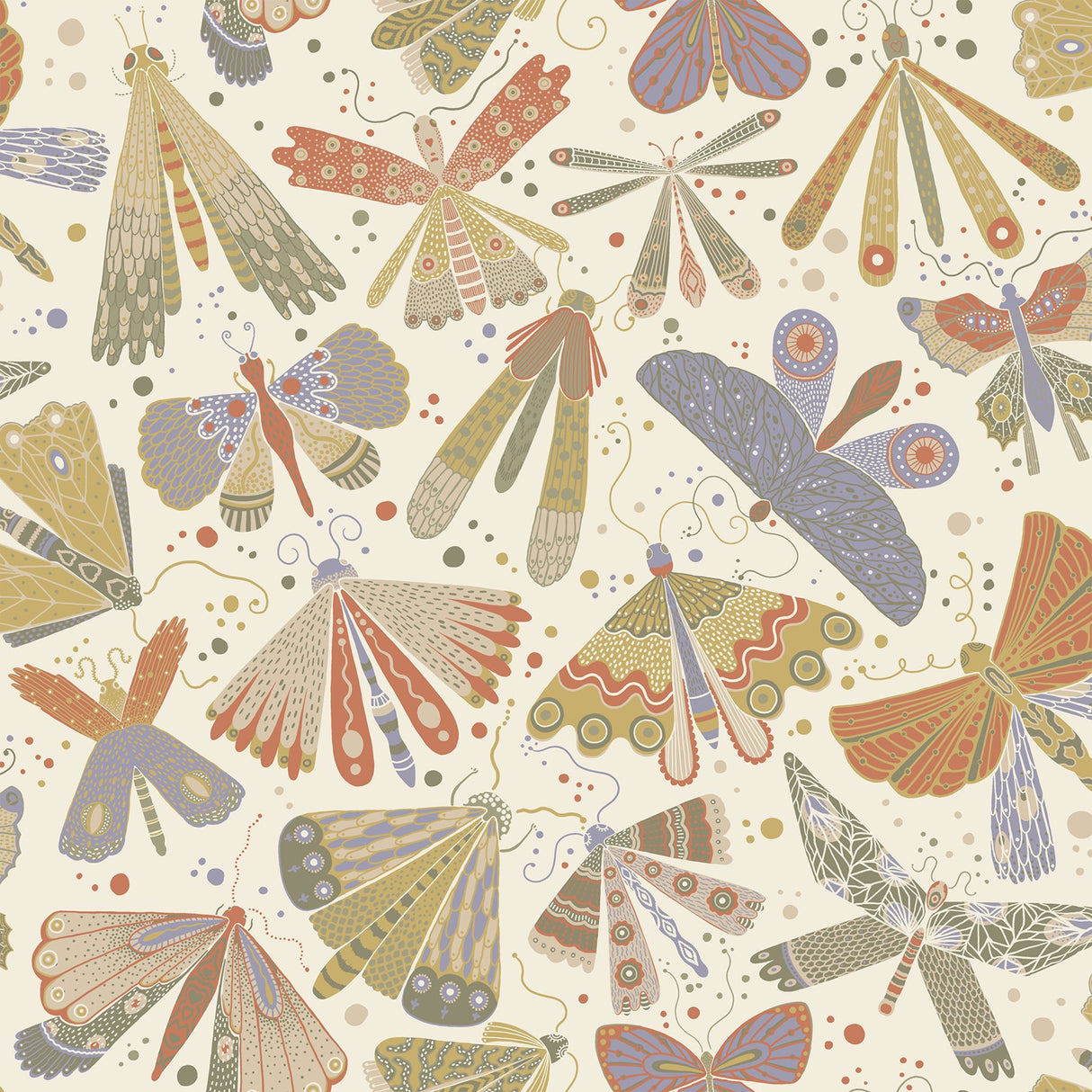 Flyga Moss Bonanza Multicolor Wallpaper with Butterflies Bohemian Non Woven - A-Street Prints 4111-63024