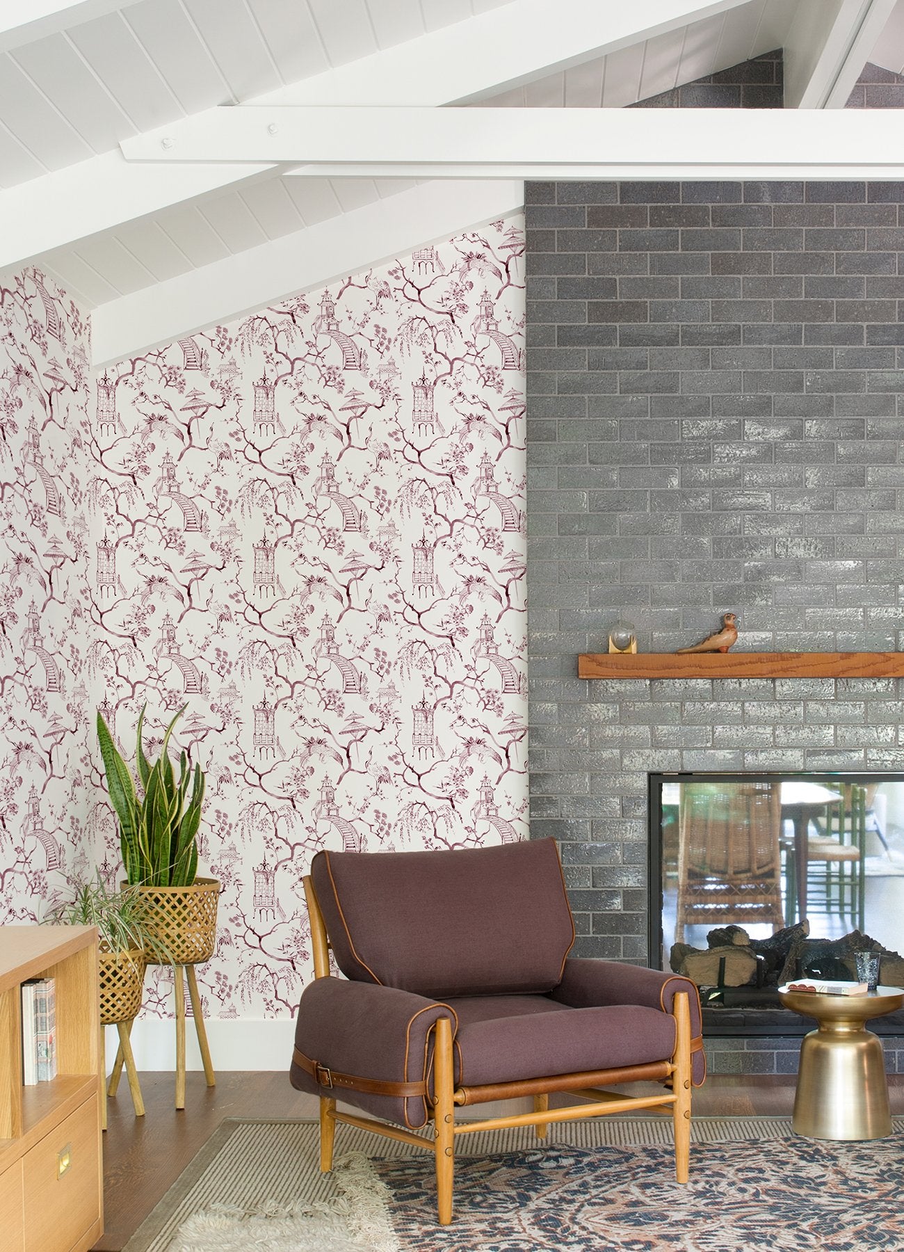 Serena Plum Chinoiserie Wallpaper with Traditional Toile and Pagoda Motif - A-Street Prints 4120-26806