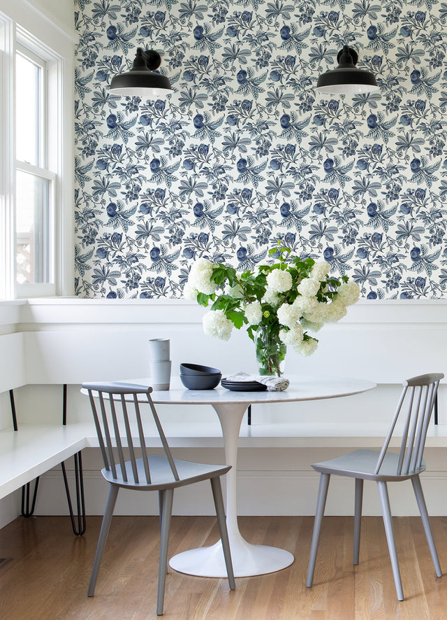 Cecilia Blue Fruit Wallpaper with Botanical Traditional Motif - A-Street Prints 4120-26811