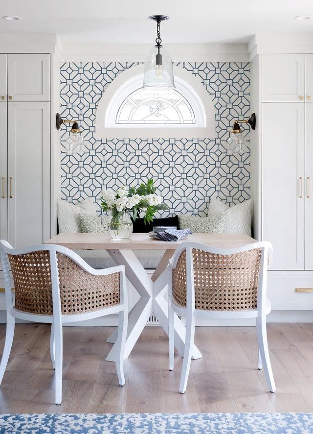 Addis Blue Trellis Wallpaper with Textured Geometric Lattice - A-Street Prints 4120-26828