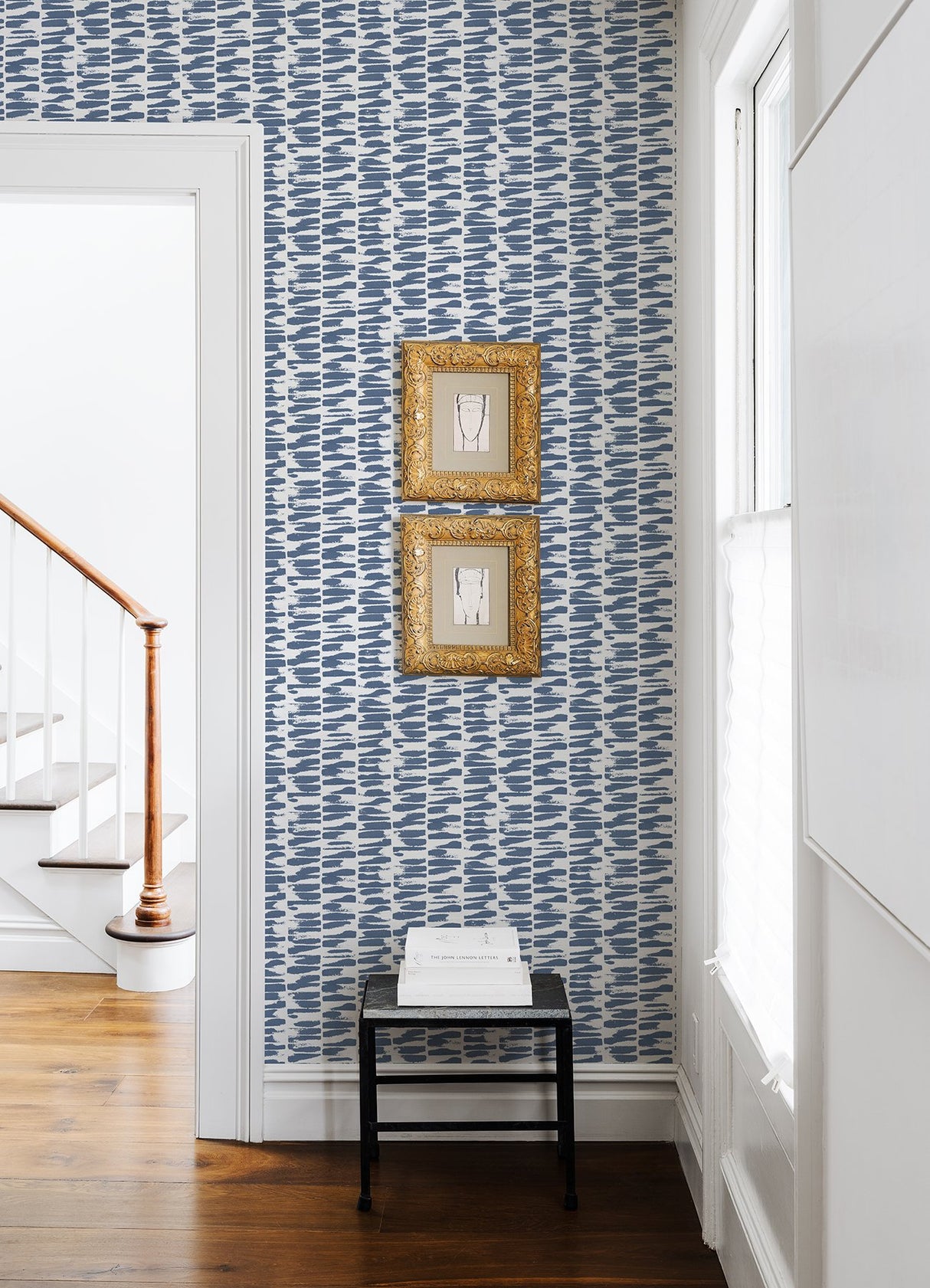 Myrtle Indigo Abstract Stripe Wallpaper with Textured Raised Ink - A-Street Prints 4120-26843