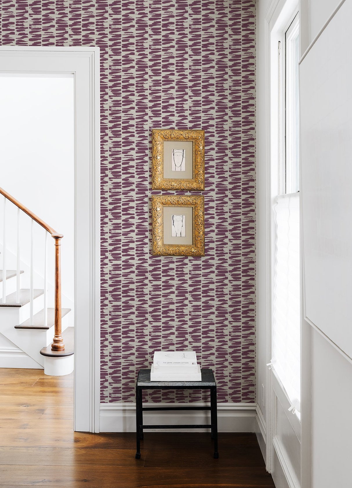 Myrtle Purple Abstract Stripe Wallpaper with Raised Ink Texture - A-Street Prints 4120-26846