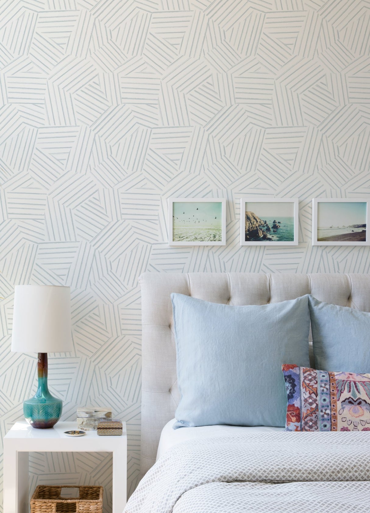 Helene Sky Blue Geometric Lines Wallpaper with Modern Abstract Non Woven Style - A-Street Prints 4121-26904