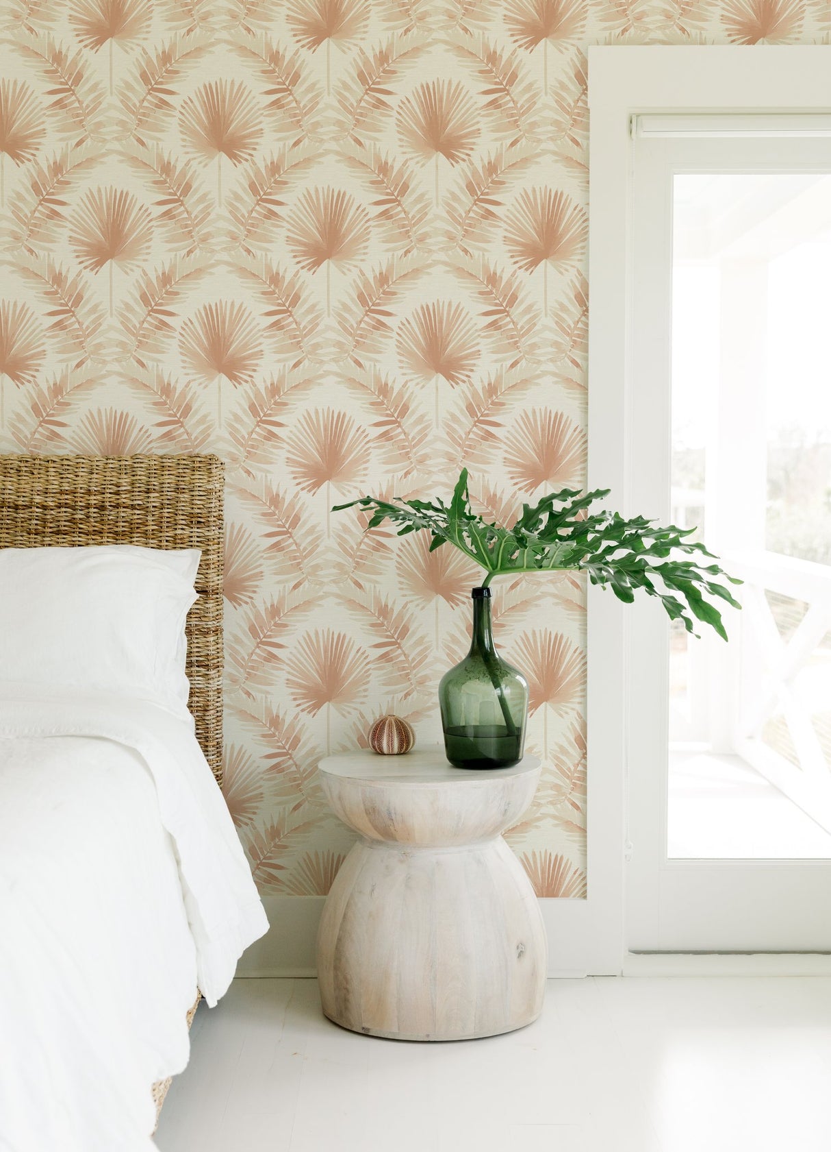 Calla Rust Painted Palm Wallpaper with Coastal Botanical Style - Brewster 4121-26914