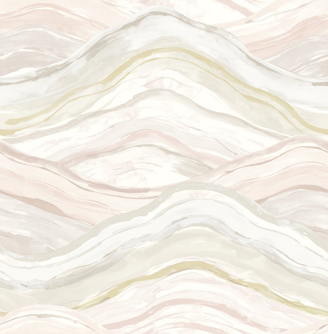 Dorea Pastel Striated Waves Wallpaper with Metallic Abstract Whimsical Design - A-Street Prints 4121-26923