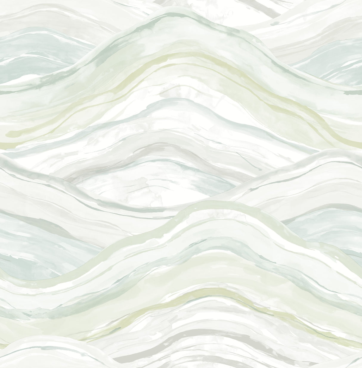 Dorea Sea Green Striated Waves Wallpaper with Metallic Abstract Whimsical Pattern - A-Street Prints 4121-26924