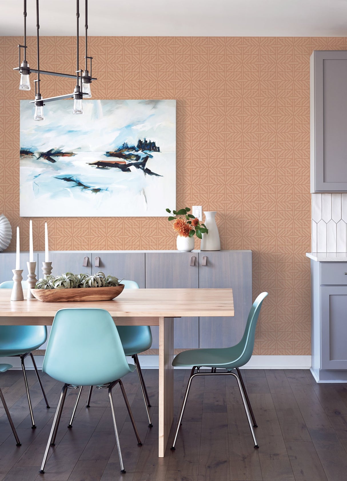 Hesper Rust Geometric Wallpaper with Terracotta Linen-Look Pattern - Brewster 4121-26930