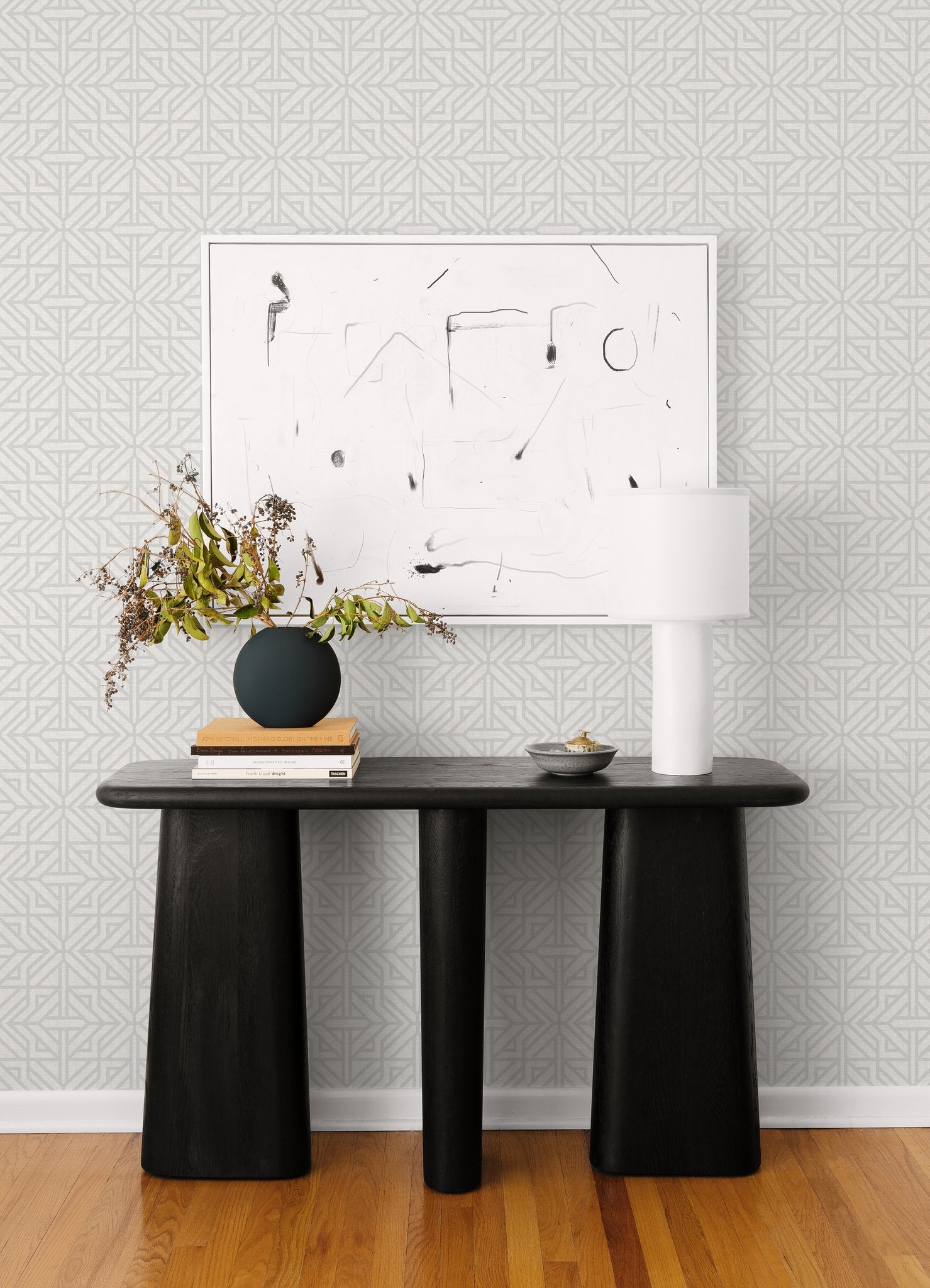 Hesper Grey Geometric Wallpaper with Linen-Texture Look - A-Street Prints 4121-26931