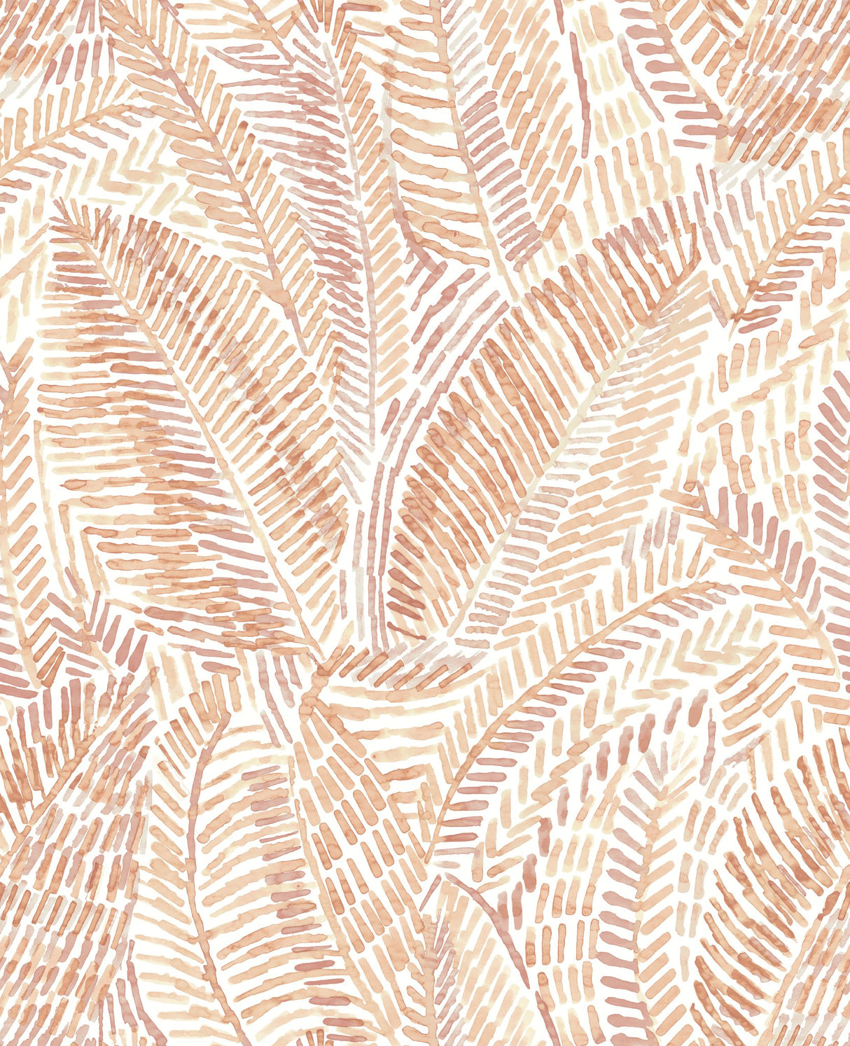 Fildia Orange Botanical Wallpaper with Bohemian Abstract Leaf Motif - A-Street Prints 4121-26949