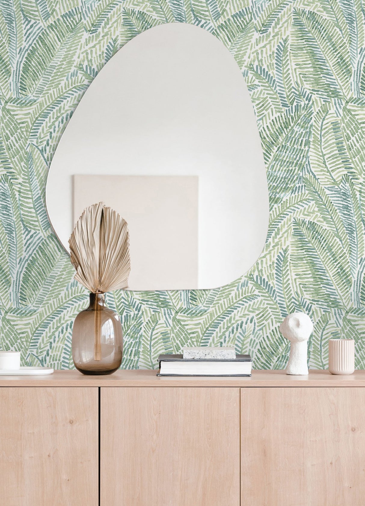 Fildia Green Botanical Wallpaper with Watercolor Tropical Leaf Motif - A-Street Prints 4121-26953