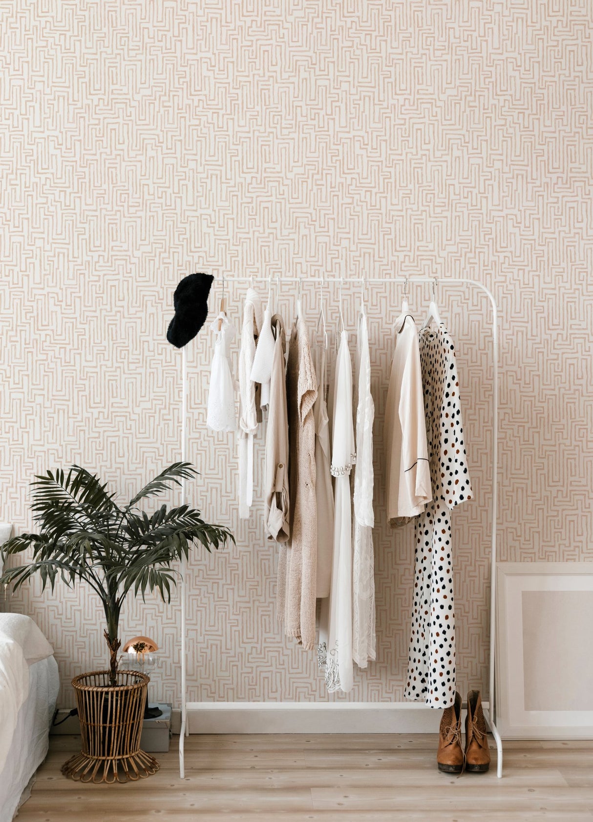 Ramble Blush Geometric Wallpaper with Abstract Modern Maze Pattern - A-Street Prints 4121-26954