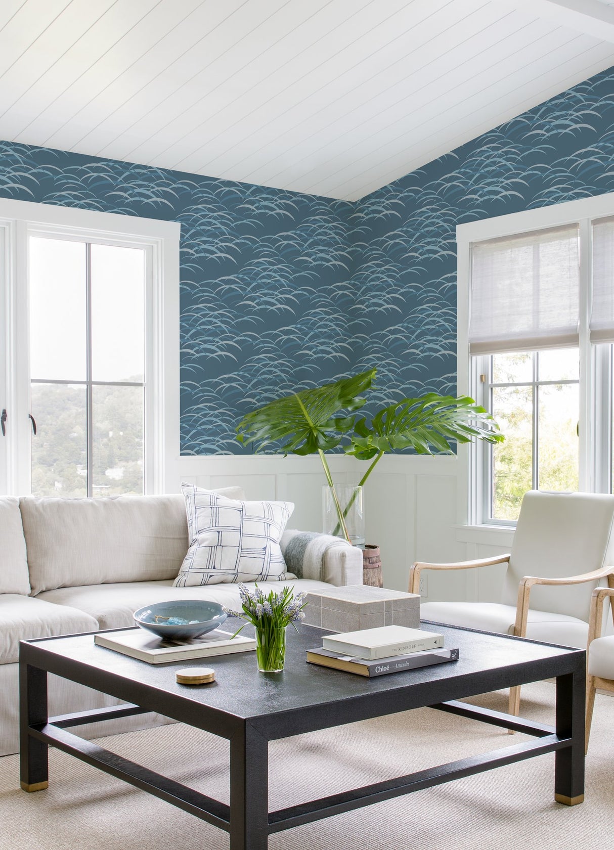Kasia Dark Blue Abstract Wallpaper with Coastal Abstract Pattern - A-Street Prints 4121-72212