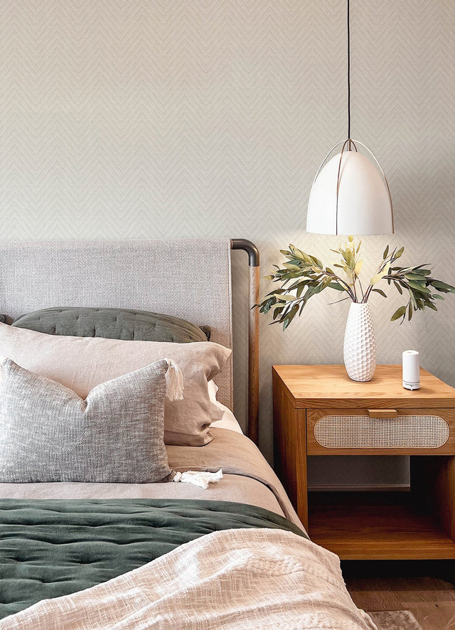 Glynn Silver Chevron Wallpaper with Modern Graphic Pattern - A-Street Prints 4122-26651