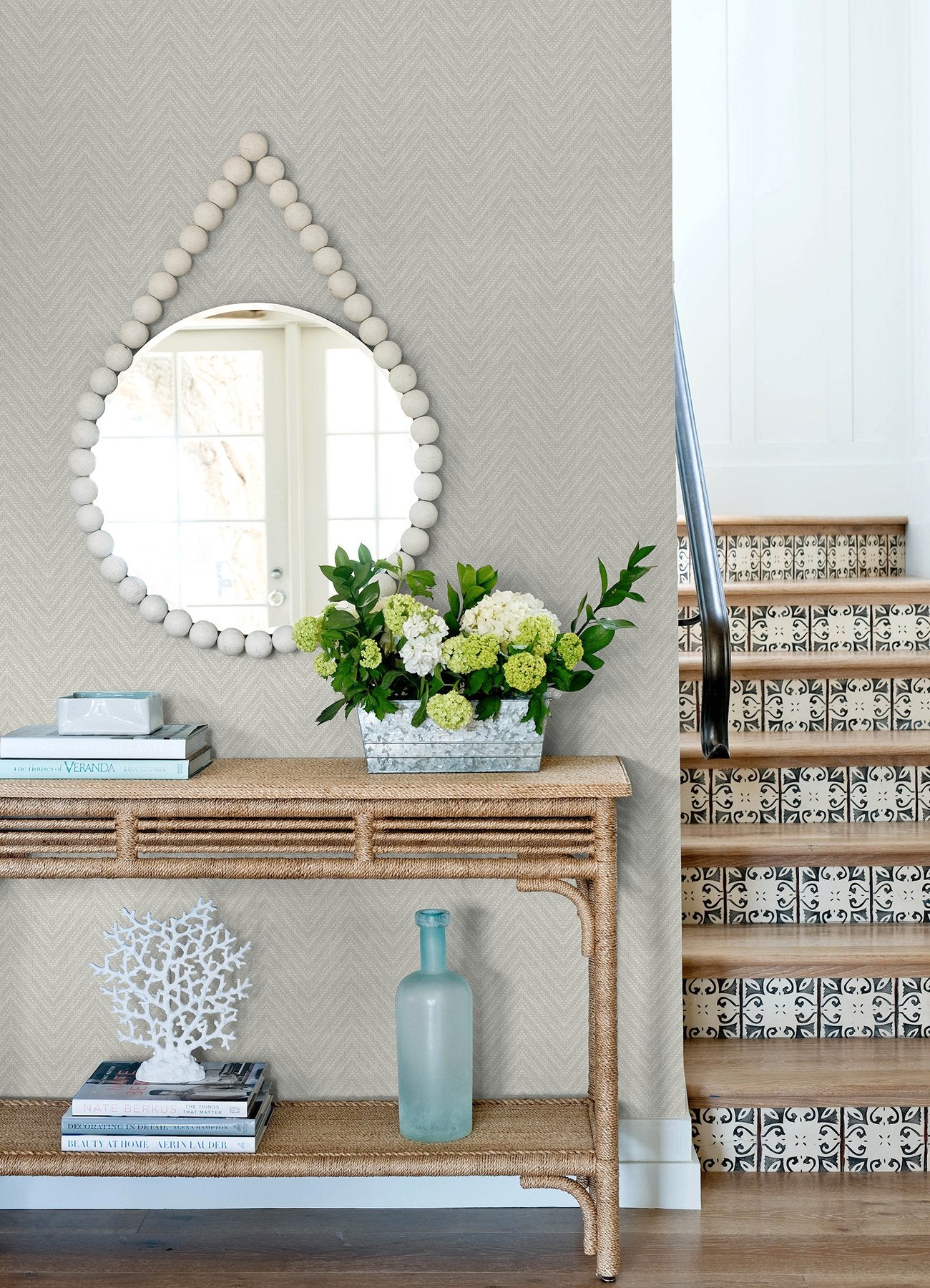 Glynn Silver Chevron Wallpaper with Modern Graphic Pattern - A-Street Prints 4122-26651