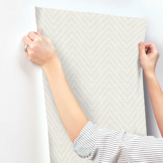 Glynn Silver Chevron Wallpaper with Modern Graphic Pattern - A-Street Prints 4122-26651
