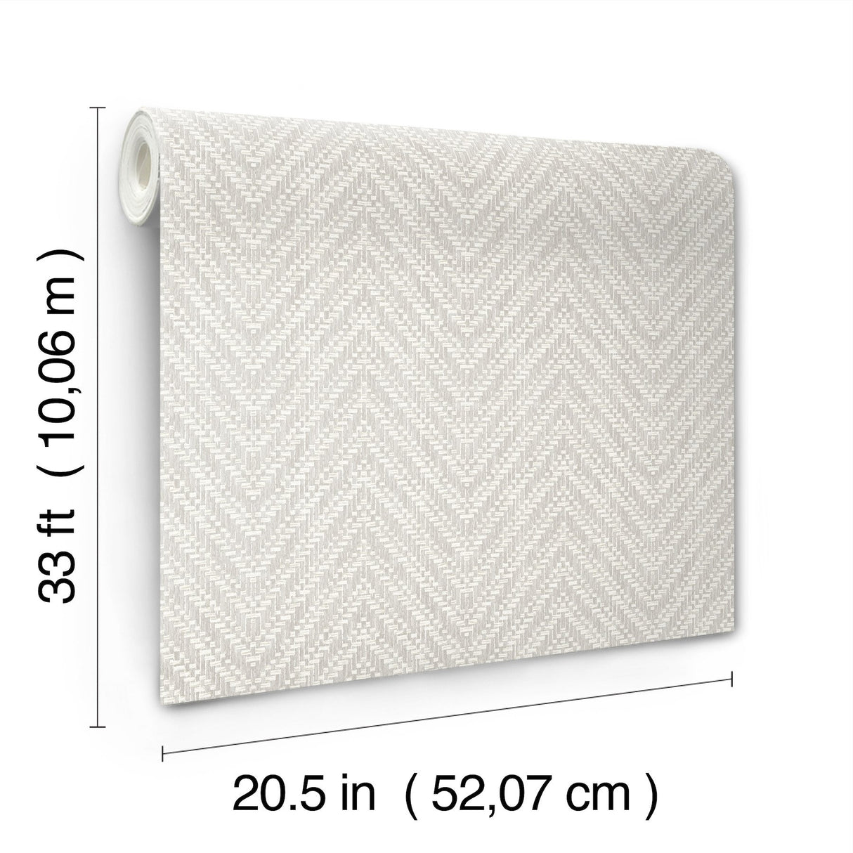 Glynn Light Grey Chevron Wallpaper with Raised Ink Modern Graphics Texture - Brewster 4122-26652