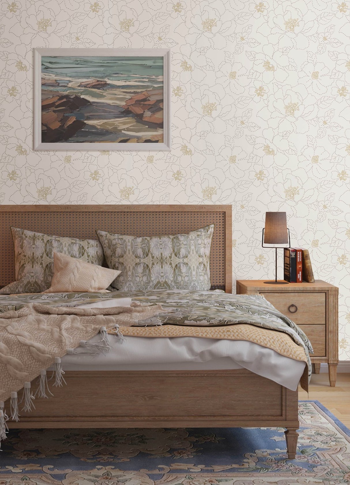 Gardena White Embroidered Floral Wallpaper with Metallic Accents - A?Street Prints 4122-27007