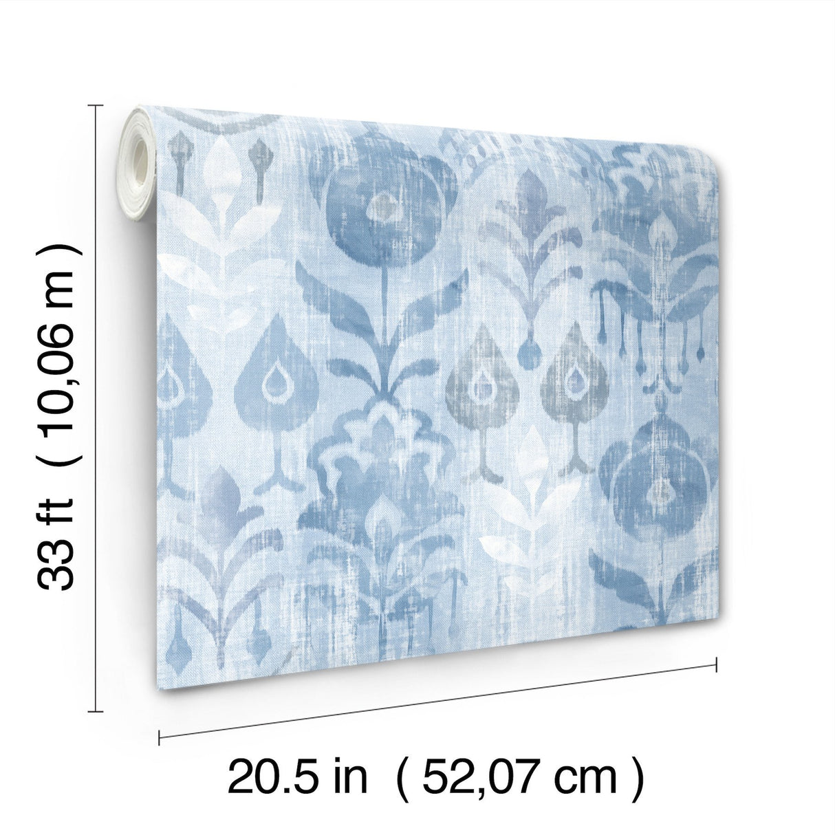 Pavord Blue Floral Shibori Wallpaper with Bohemian Global Motif - A-Street Prints 4122-27013