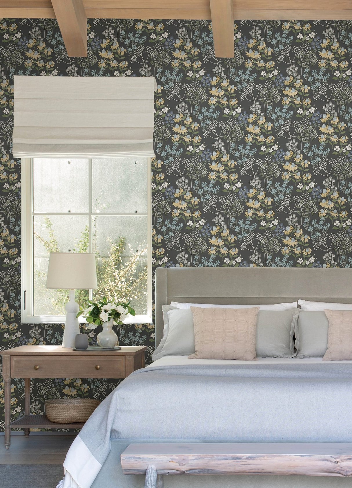 Cultivate Grey Springtime Blooms Wallpaper with Botanical Flowers Motif - A-Street Prints 4122-27018