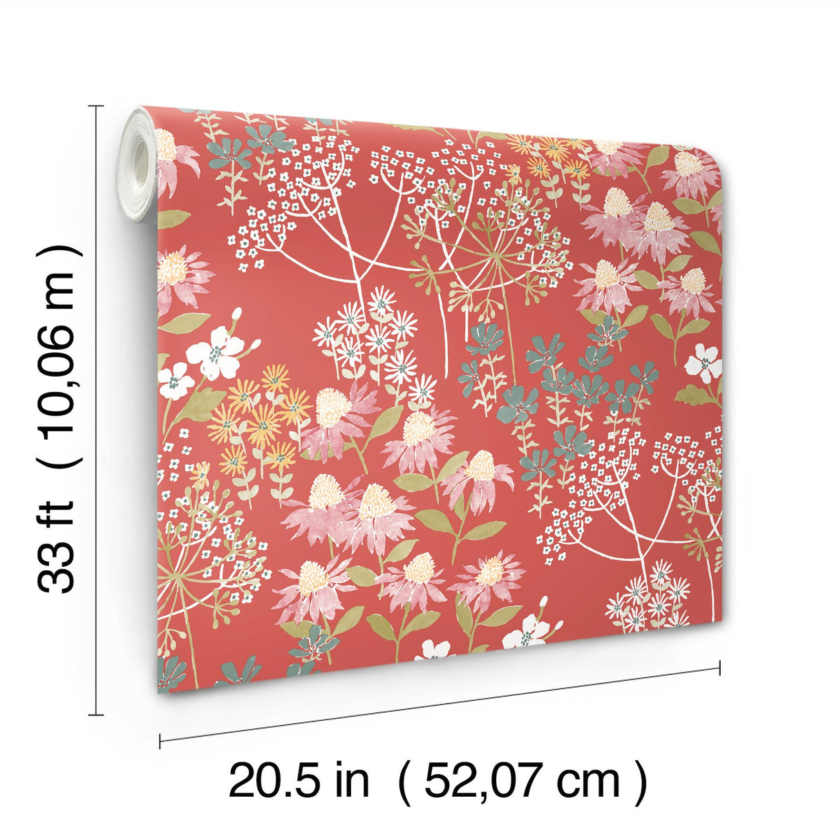Springtime Blooms Red Wallpaper with Botanical Floral Motif - A-Street Prints 4122-27019