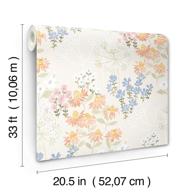 Cultivate Pastel Springtime Blooms Wallpaper with Bohemian Botanical Flowers - A-Street Prints 4122-27020
