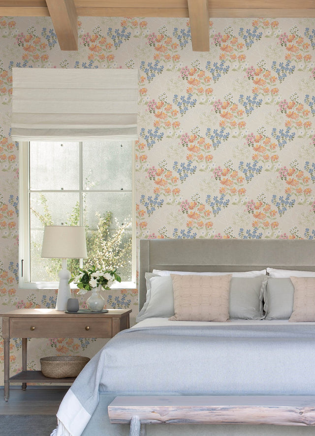 Cultivate Pastel Springtime Blooms Wallpaper with Bohemian Botanical Flowers - A-Street Prints 4122-27020