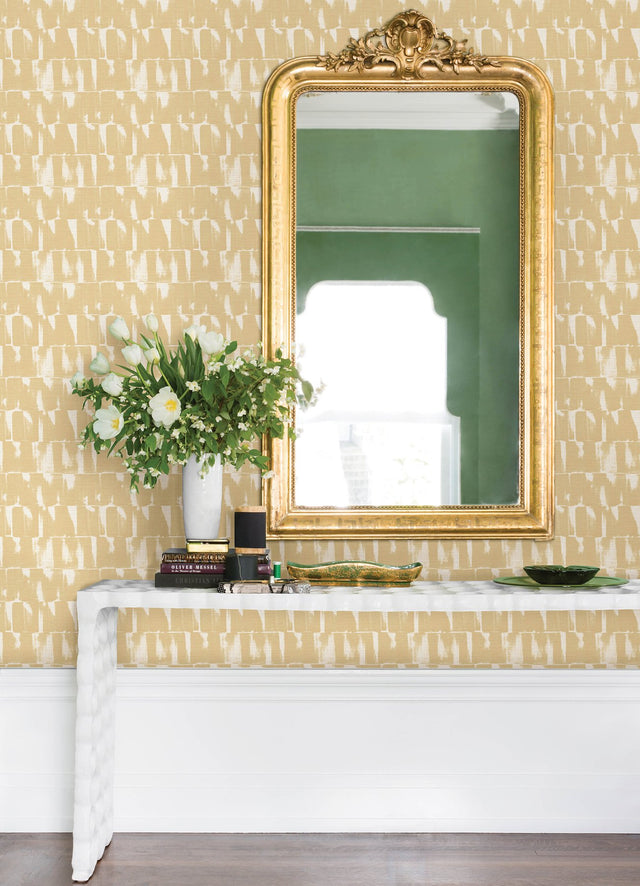 Bancroft Gold Artistic Stripe Wallpaper with Abstract Whimsical Pattern - A-Street Prints 4122-27021