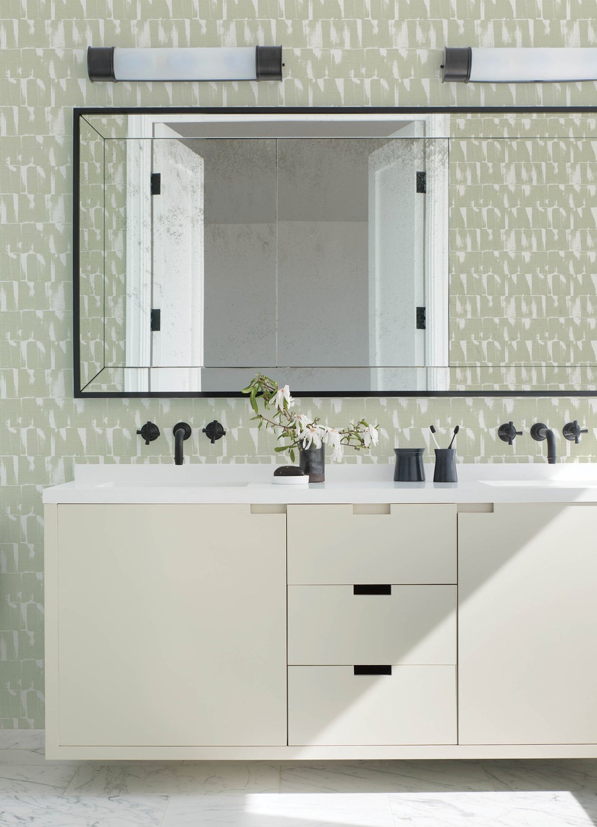 Bancroft Sage Artistic Stripe Wallpaper with Whimsical Abstract Raised Ink Texture - A-Street Prints 4122-27023