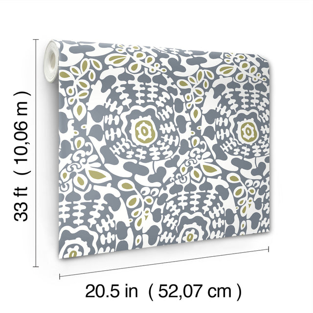 Divine Slate Abstract Medallion Wallpaper with Modern Abstract Medallion Pattern - A-Street Prints 4122-27037