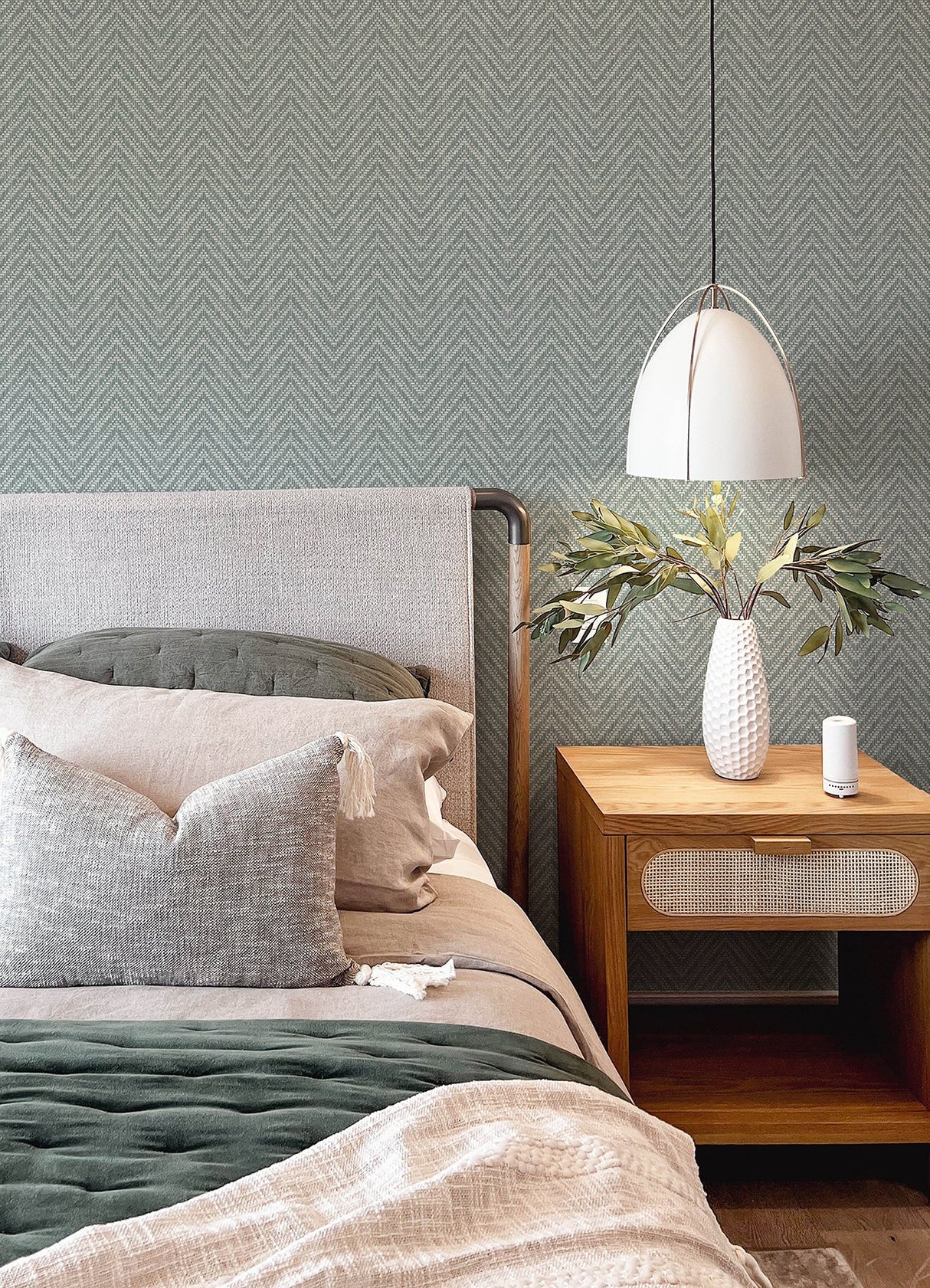 Glynn Denim Chevron Wallpaper with Raised Ink Modern Graphic Chevron - A-Street Prints 4122-27044