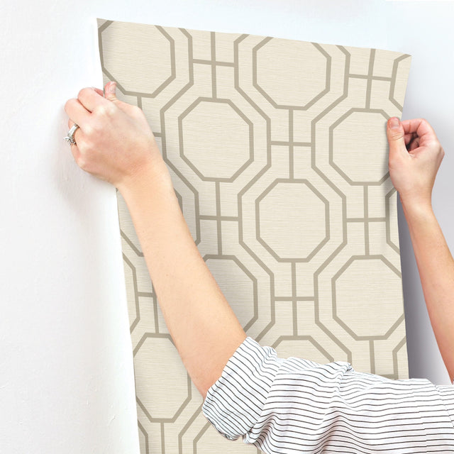 Manor Taupe Geometric Trellis Wallpaper with Modern Trellis Graphics - A-Street Prints 4122-27046