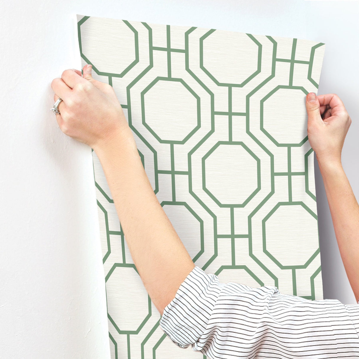 Manor Green Geometric Trellis Wallpaper with Modern Graphics Trellis Pattern - A-Street Prints 4122-27047