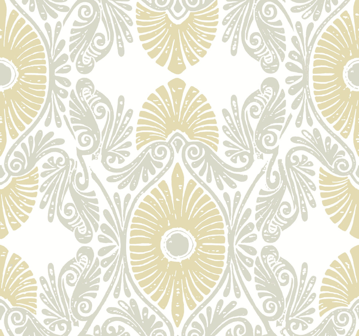 Villa Light Yellow Embellished Ogee Wallpaper with Bohemian Graphic Ogee Pattern - A-Street Prints 4122-72400