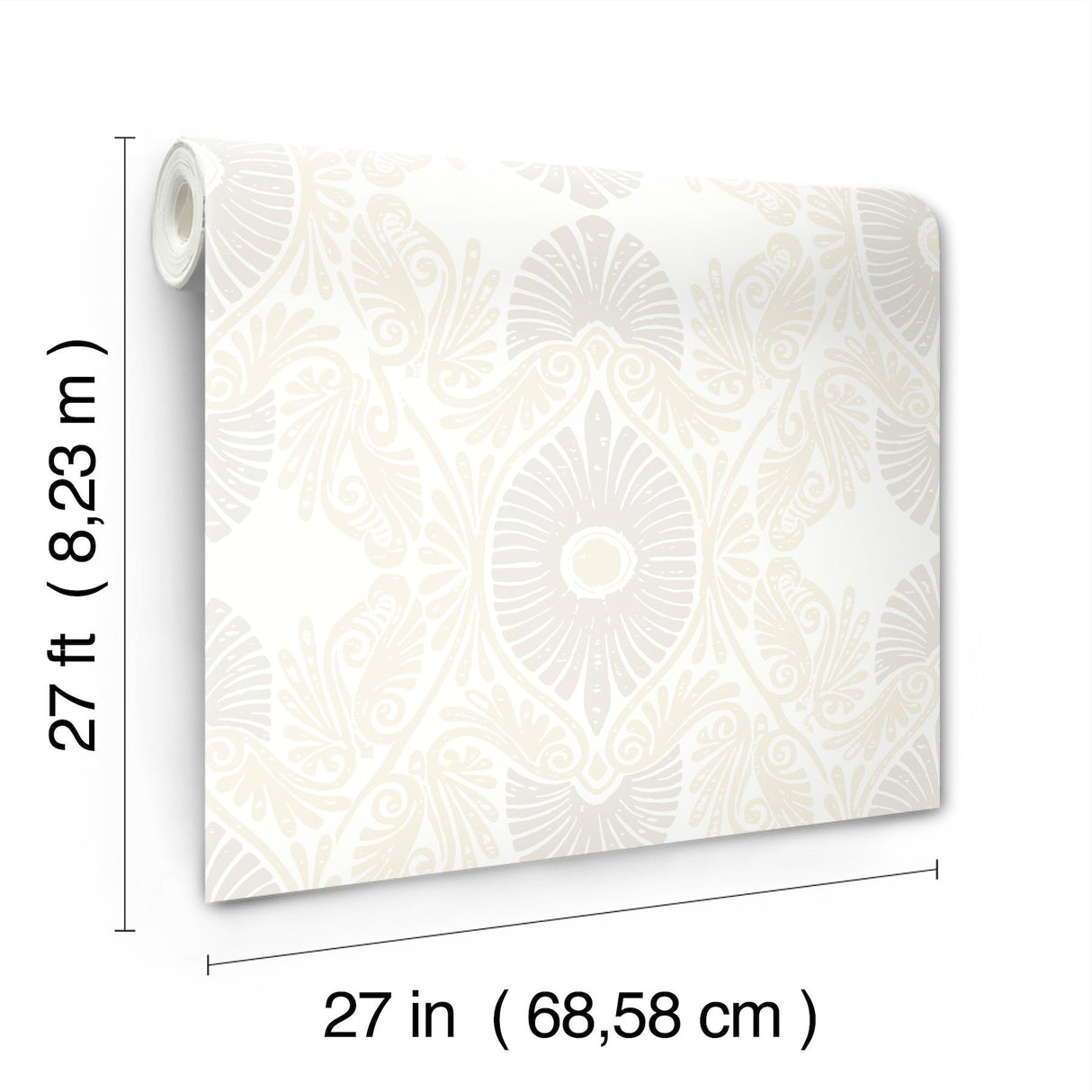 Villa Bone Embellished Ogee Wallpaper with Bohemian Graphics Pattern - A-Street Prints 4122-72402