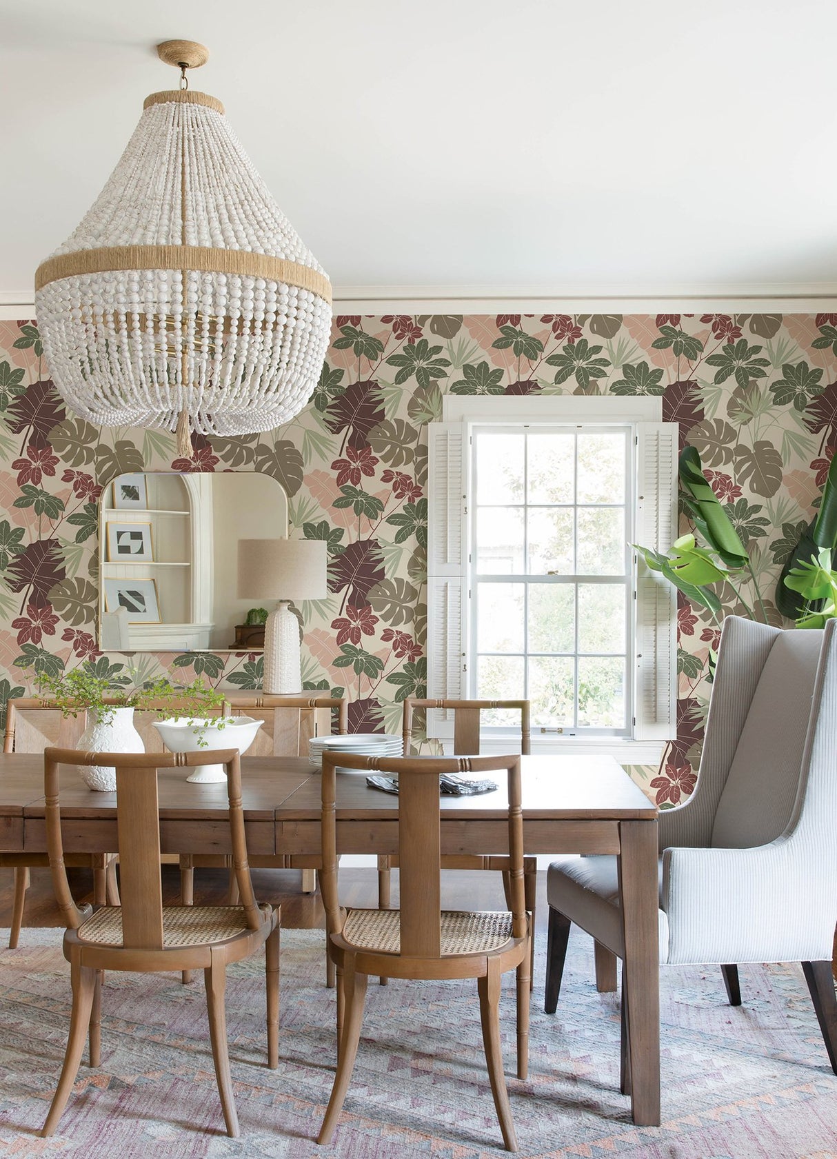 Medellin Neutral Rainforest Floor Wallpaper with Botanical Bohemian Motif - Brewster 4122-72408