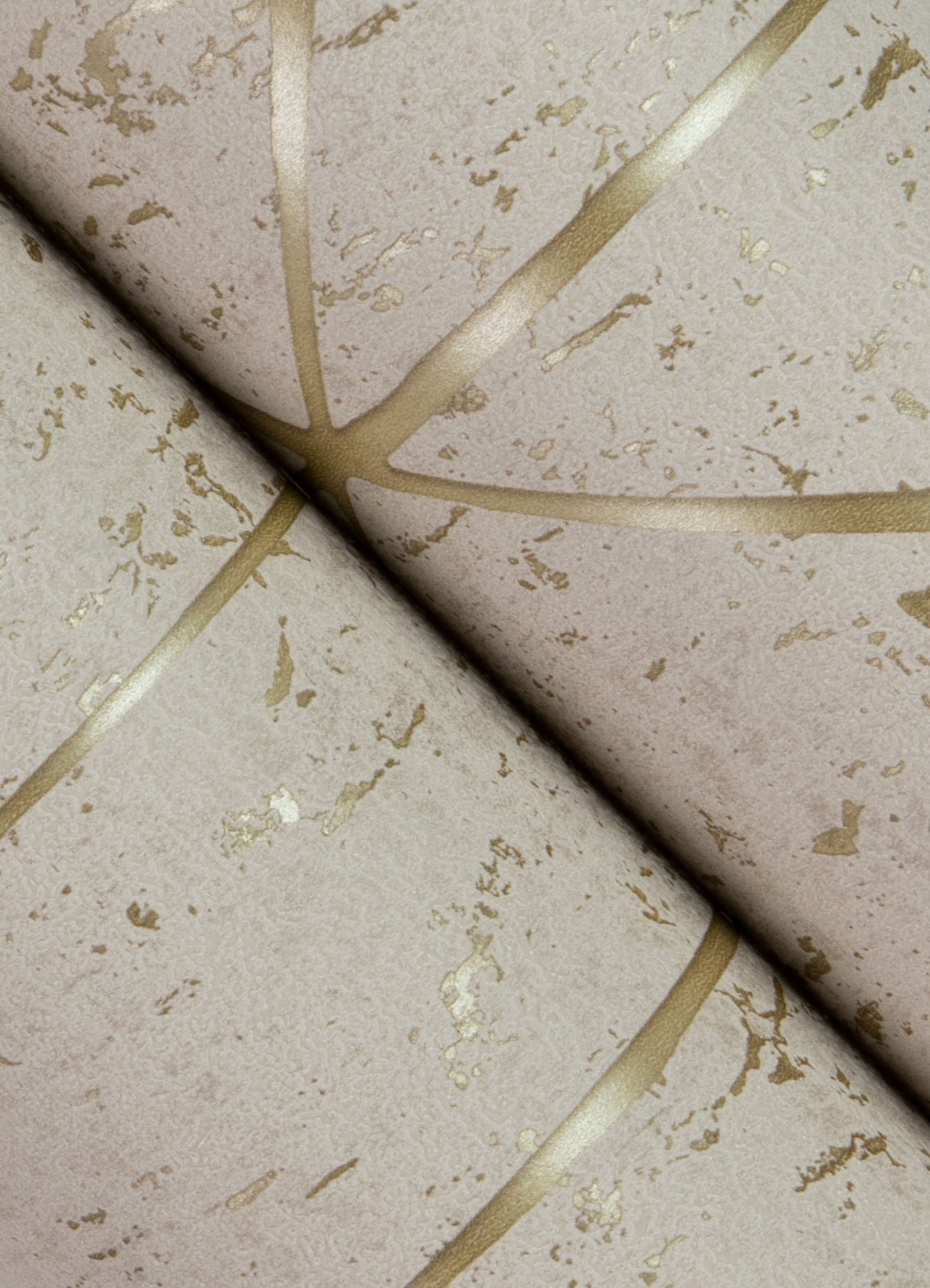 Hayden Bone Concrete Trellis Wallpaper with Metallic Textured Geometric Motif - Brewster 4125-26702