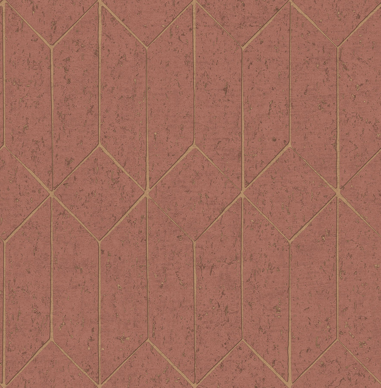 Hayden Raspberry Concrete Trellis Wallpaper with Metallic Geometric Pattern - Advantage 4125-26703