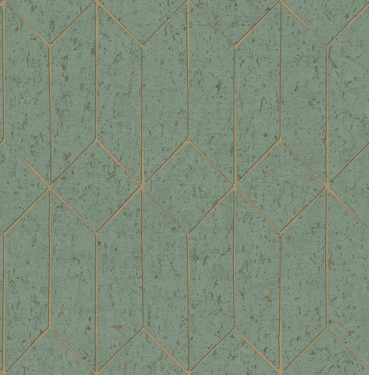 Hayden Mint Concrete Trellis Wallpaper with Metallic Geometric Texture - Brewster 4125-26704