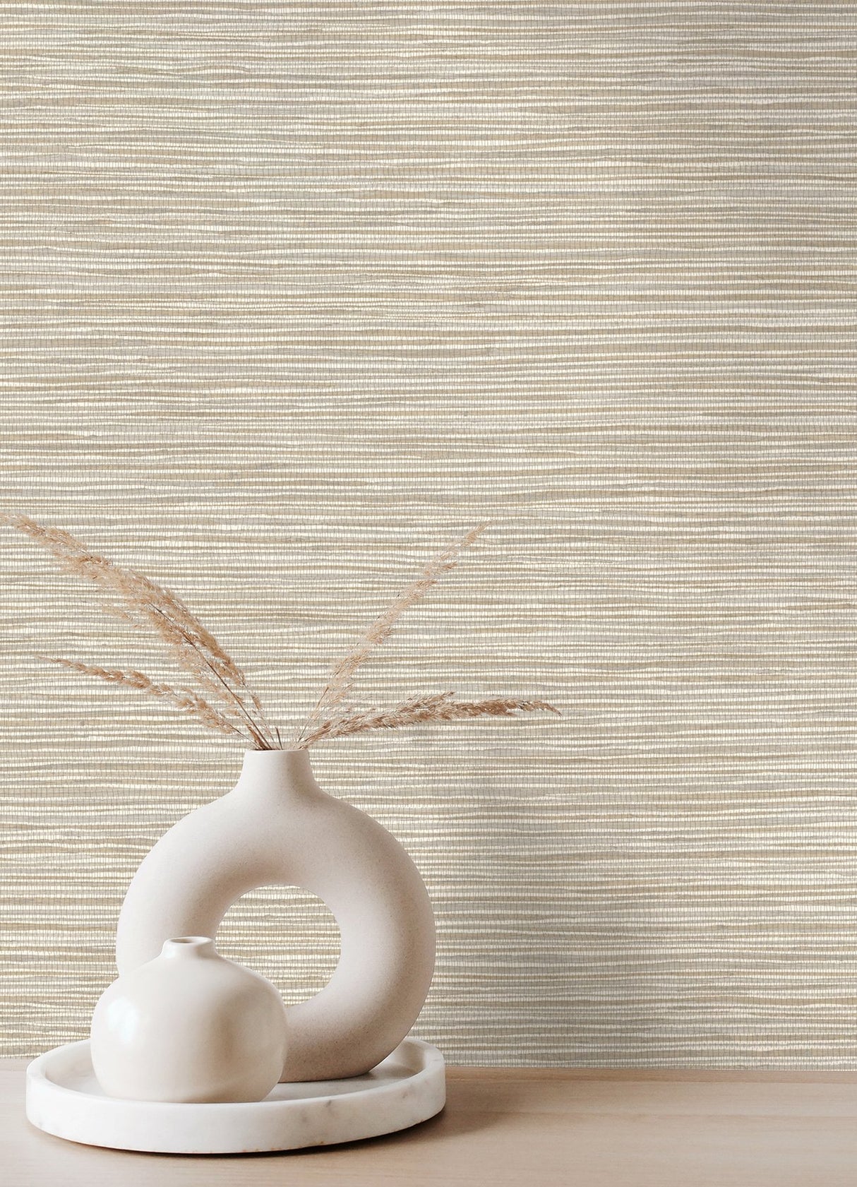 Alton Taupe Faux Grasscloth Wallpaper with Textured Raised Ink - Advantage 4125-26715