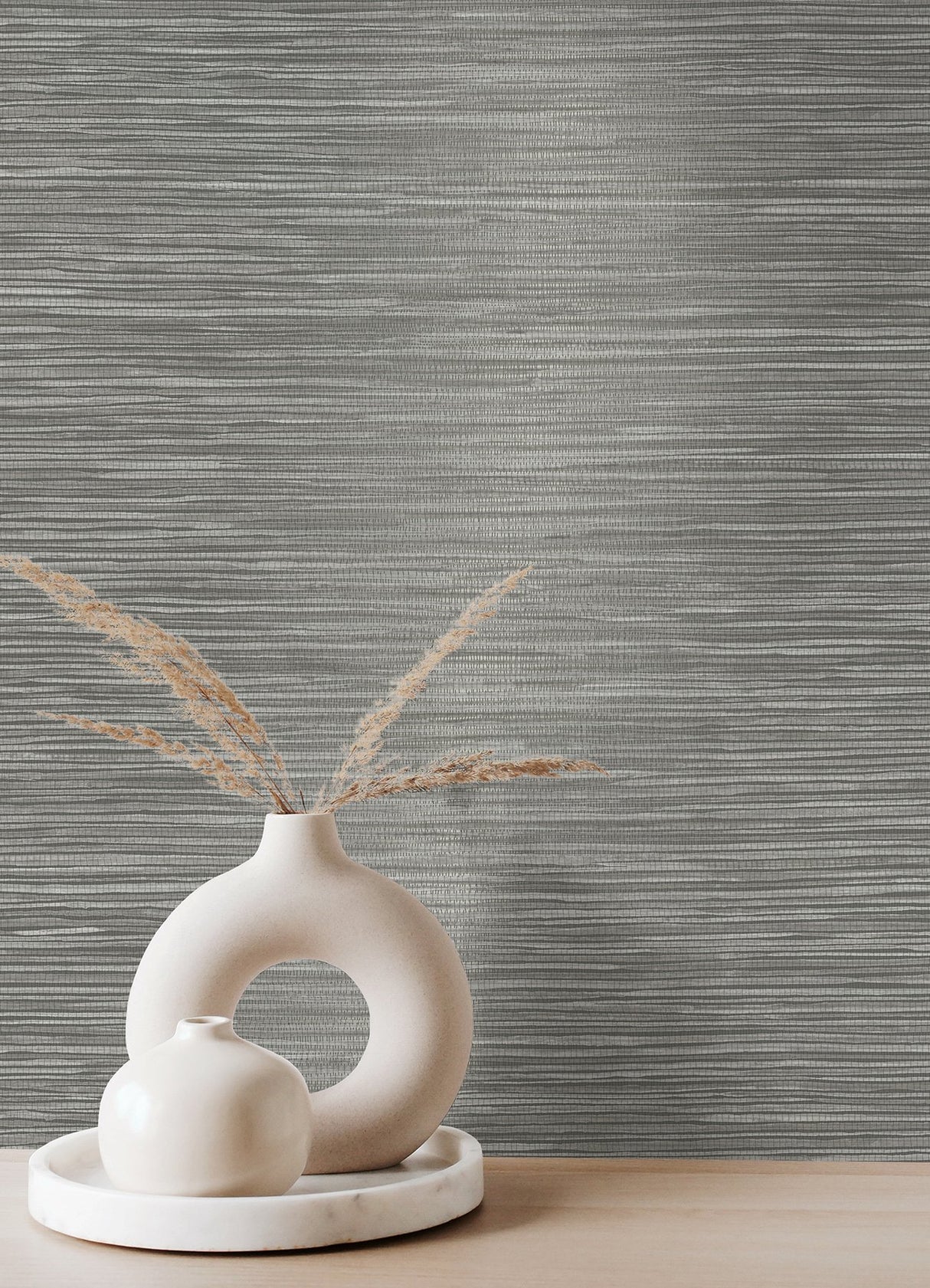 Alton Grey Faux Grasscloth Wallpaper with Modern Graphics Texture - Advantage 4125-26718