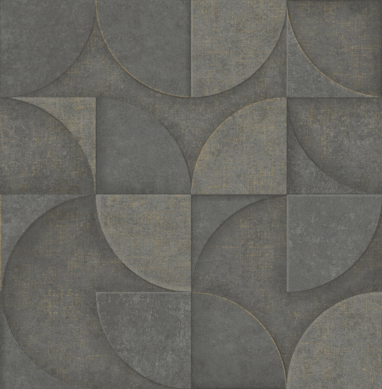 Addison Charcoal Retro Geo Wallpaper with Metallic Textured Geometric Pattern - Advantage 4125-26750
