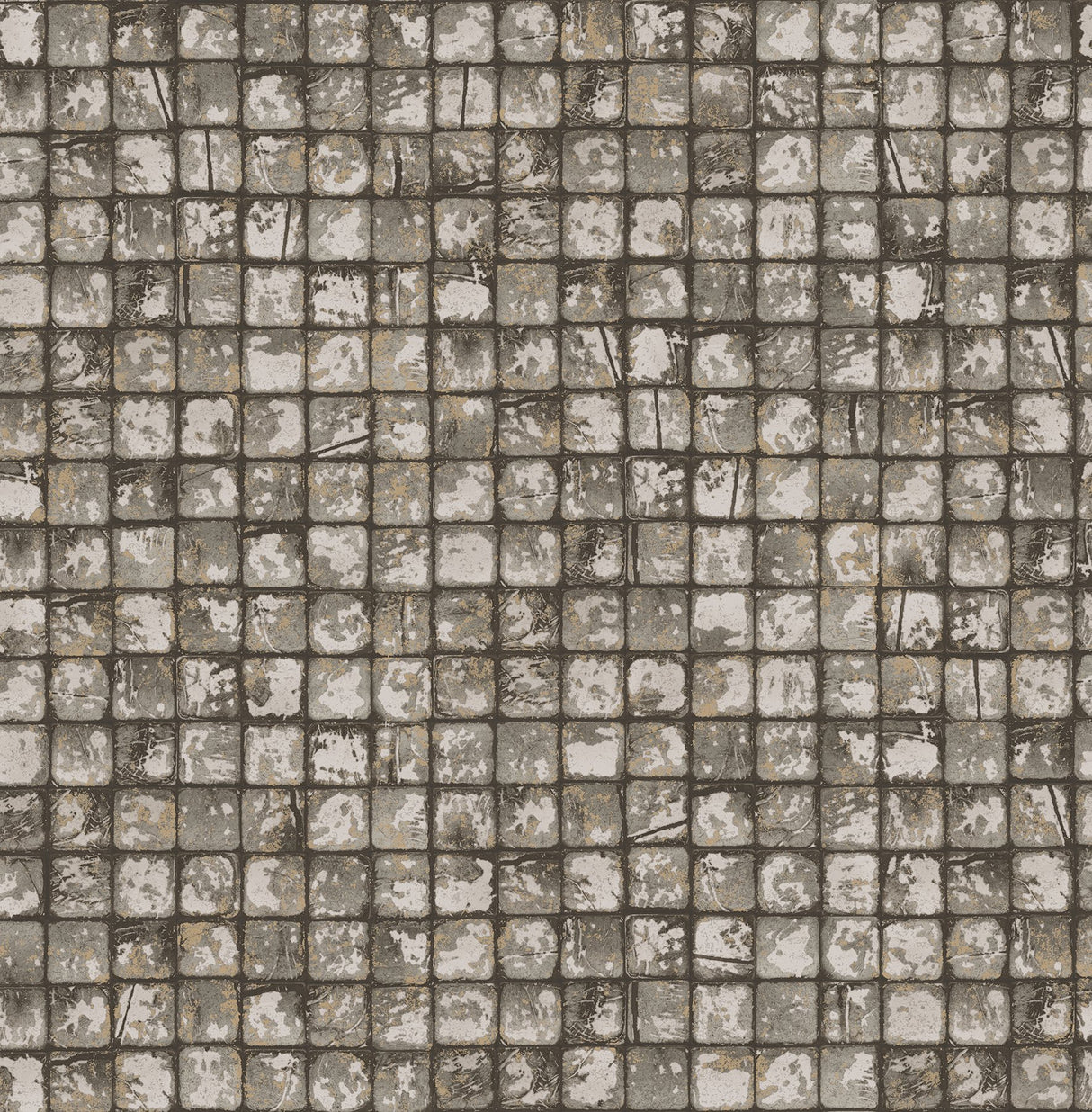 Kingsley Grey Tiled Wallpaper with Metallic Textured Geometric Tiles - Advantage 4125-26756