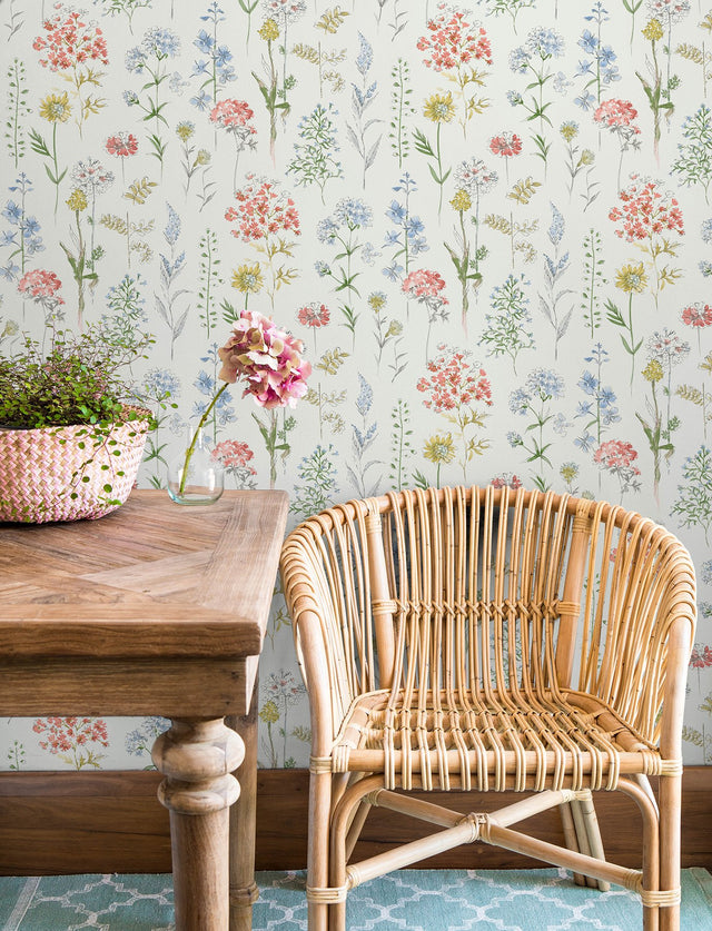 Bergamot Multicolor Wildflower Wallpaper with Botanical Floral Pattern, Country Style - Chesapeake 4134-72500